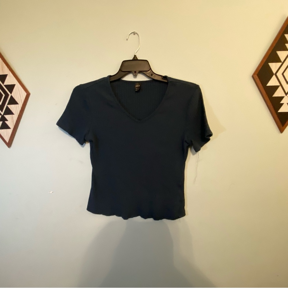 SHEIN Black Fitted Crop Short Sleeve Tee